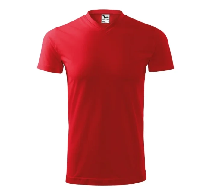 Heavy V-neck tričko unisex červená