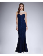 Dámské společenské šaty  s krajkou a dlouhé tmavě modré Tmavě modrá / XL & model 15043017 - SOKY&#38;SOKA