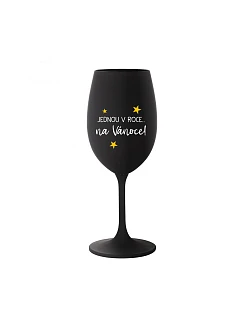 JEDEN V ROKU NA VIANOCE - čierny pohár na víno 350 ml