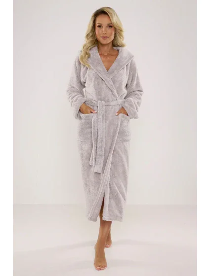 Dlouhý dámský župan s kapucí model 16115315 LUNA II - De Lafense