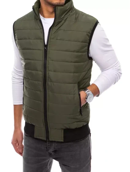 Pánska prešívaná zelená vesta FashionStreet TX4019