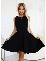 575-1 Jedinečné šaty s dlhším chrbtom - ČIERNE 575-1 Jedinečné šaty s dlhším chrbtom - ČIERNE