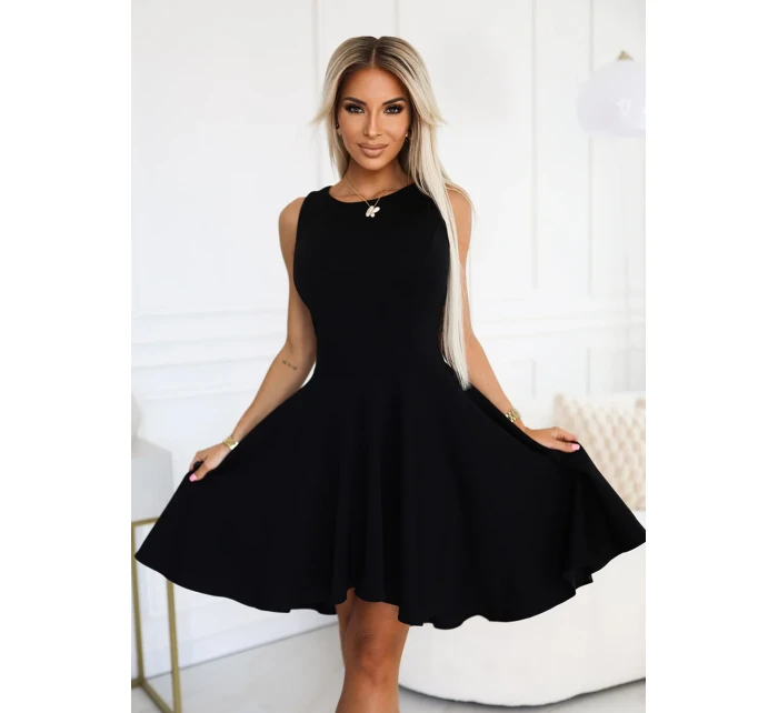 575-1 Jedinečné šaty s dlhším chrbtom - ČIERNE 575-1 Jedinečné šaty s dlhším chrbtom - ČIERNE