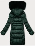 Zimná plus size prešívaná bunda s kapucňou S'west tmavozelená (B8267-10)