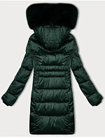 Zimná plus size prešívaná bunda s kapucňou S'west tmavozelená (B8267-10)