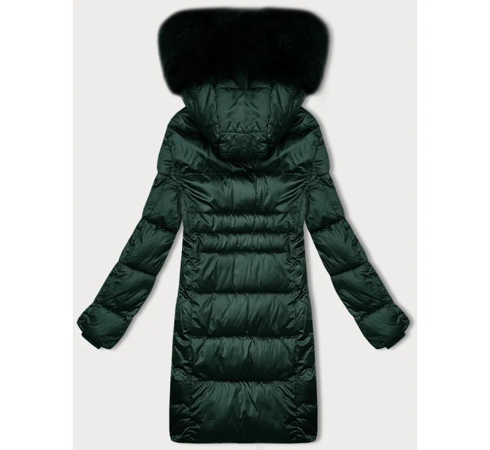 Zimná plus size prešívaná bunda s kapucňou S'west tmavozelená (B8267-10)