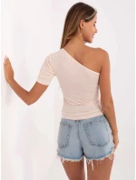 Svetloružové dámske tričko na jedno rameno (190101)