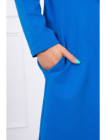 Dlhý kabát s kapucňou nevädzovo modrý