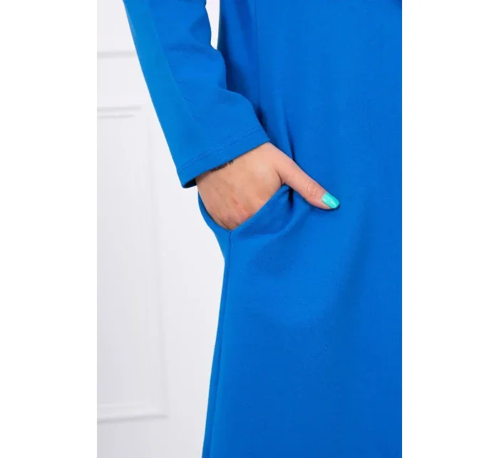 Dlhý kabát s kapucňou nevädzovo modrý