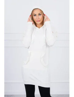 Šaty s ozdobnými volánky a kapucí ecru