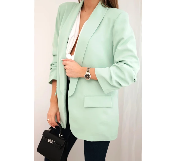 Bunda s klopou elegantná svetlá mentolová