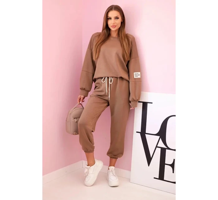 Súprava tepláky + nohavice maslová látka ťava