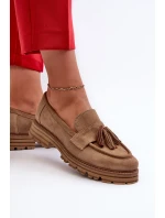 Zazoo 3469 Zamszowe Mokasyny Damskie Z Frędzlami Beżowe