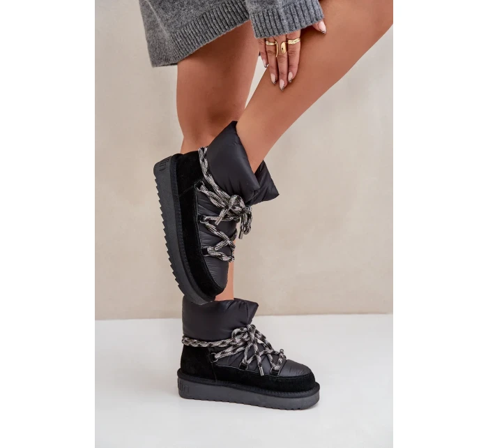 Dámske semišové snežnice s hrubým šnurovaním D.Franklin DFSH375003 Black Dámske semišové snežnice s hrubým šnurovaním D.Franklin DFSH375003 Black