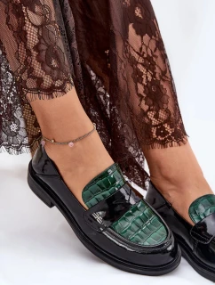 Dámske lakované mokasíny Vinceza - zeleno-čierne