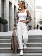 Dámska kockovaná košeľa s odreninami béžová FashionStreet DY0485