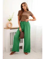 Mušelínové nohavice so širokými nohavicami zelenej farby