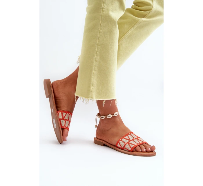 Dámské sandály na ploché podrážce oranžové model 21657417 - Boto Dámské sandály na ploché podrážce oranžové model 21657417 - Boto