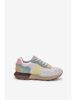 Zamszowe Sneakersy Damskie Big Star RR274244 HI-POLY SYSTEM Szaro-Żółte