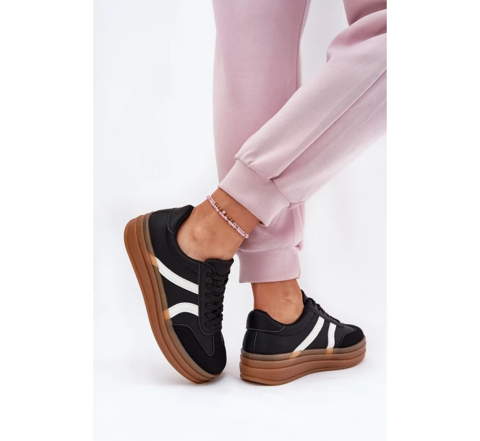 Sneakersy Damskie Na Platformie Czarne Tolianna