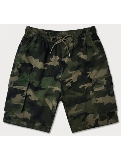 Pánske maskáčové kraťasy v khaki farbe (8K282-29)