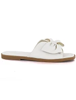 Dámske ploché žabky s mašľou biele eVento 5479