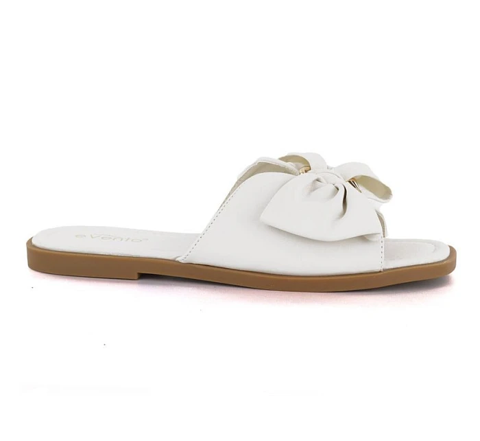 Dámske ploché žabky s mašľou biele eVento 5479