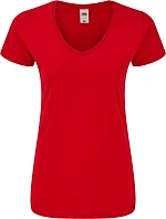 Fruit of the Loom Lady-Fit Iconic 150 V-Neck T Dámske tričko s výstrihom do V 16.1444 červené