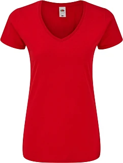 Fruit of the Loom Lady-Fit Iconic 150 V-Neck T Dámske tričko s výstrihom do V 16.1444 červené