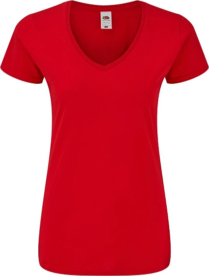 Fruit of the Loom Lady-Fit Iconic 150 V-Neck T Dámske tričko s výstrihom do V 16.1444 červené Fruit of the Loom Lady-Fit Iconic 150 V-Neck T Dámske tričko s výstrihom do V 16.1444 červené