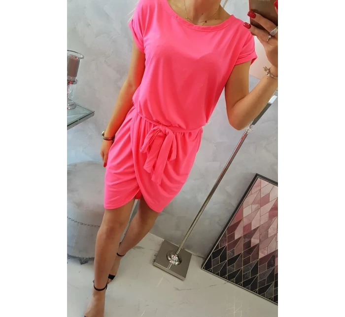 Šaty s obálkou dole ružové neónové
