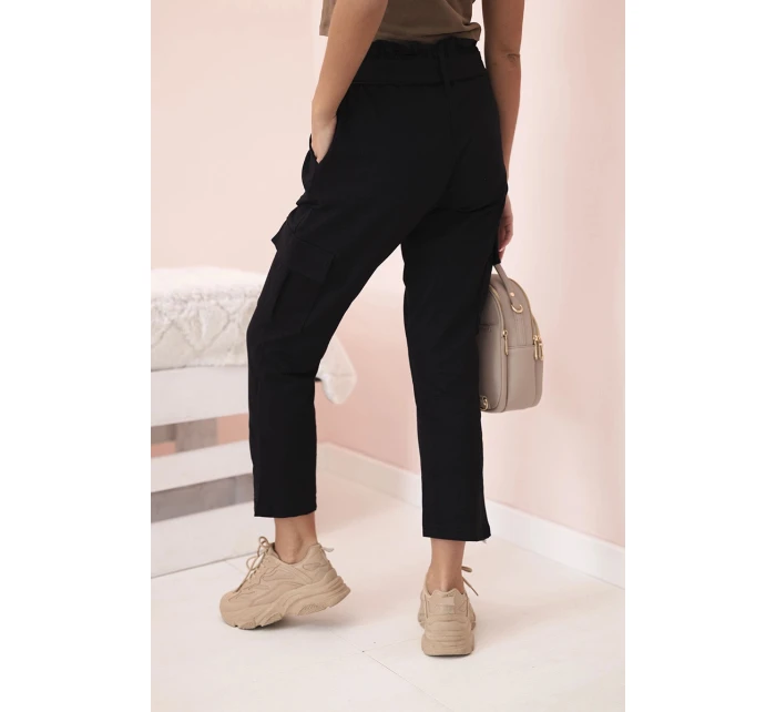 Dámske cargo nohavice s vysokým pásom čierne Dámske cargo nohavice s vysokým pásom čierne