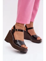 Dámské sandály na platformě Eko kůže Černé model 21937502 - Boto