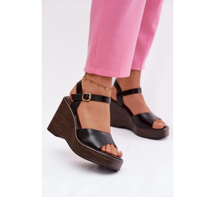 Dámské sandály na platformě Eko kůže Černé model 21937502 - Boto