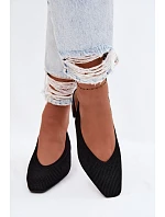 Materiálové dámské sandály na podpatku Černé Marcelle