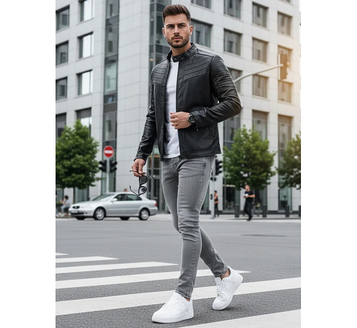 Pánska kožená bunda TX4243 čierna - FashionStreet
