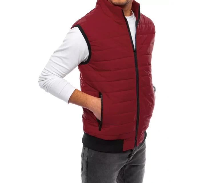Pánska prešívaná vesta bordovej farby FashionStreet TX4016