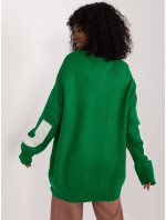 Zelený dámský oversize svetr (8060)