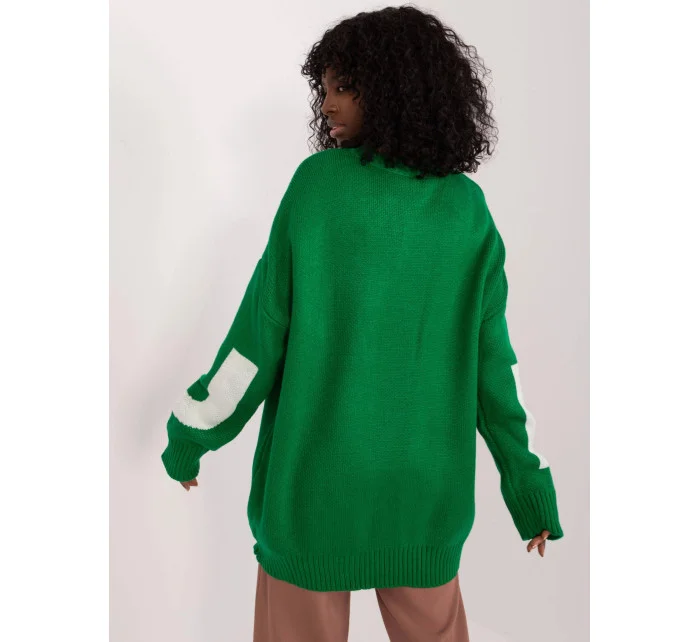 Dámsky zelený oversize sveter (8060)