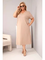 Dámske Plus veľkosť bavlnené V-neck Fango šaty