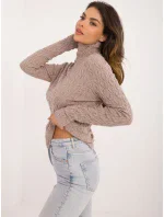 Sweter AT SW ciemny bezowy model 20493516 - FPrice Sweter AT SW ciemny bezowy model 20493516 - FPrice