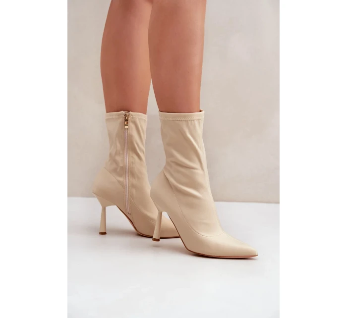 Materiál Kotníkové topánky na podpätku Light Beige Amune Materiál Kotníkové topánky na podpätku Light Beige Amune