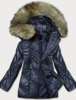 Dámska prechodná bunda s kapucňou tmavomodrá (H-97)