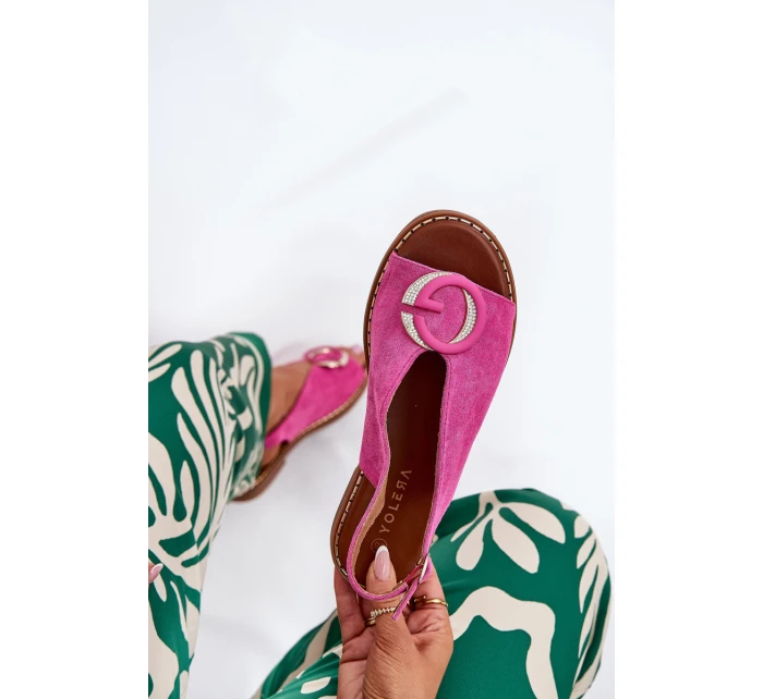 Płaskie Sandały Z Ozdobą Różowe Haliones