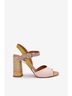 Kožené elegantní sandály na podpatku model 21690027 Multikolor - Laura Messi