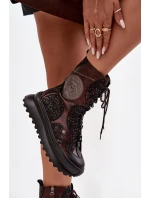 Kožené kotníkové boty na platformě s podšívkou model 21714263 - Maciejka