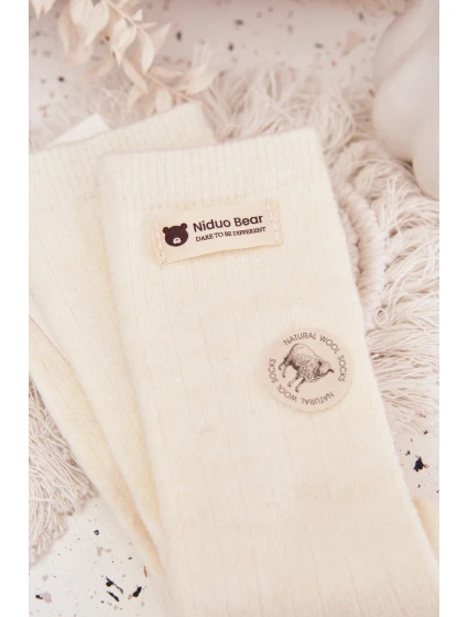 Dámske teplé vlnené ponožky s aplikáciou - ecru Dámske teplé vlnené ponožky s aplikáciou - ecru