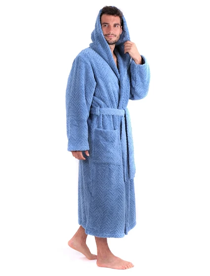 Unisex župan Athena s kapucňou 3116 denim light - Vestis