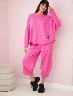 Bavlnená mikina nohavice set svetlo ružová