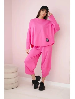 Bavlněná mikina kalhoty set světle růžová